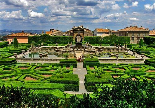 Villa Lante, created in the 16th century in Bagnaia near Rome, unites flawless geometry and fantastical water features and landscaping to tell the tale of mankinds taming of nature.