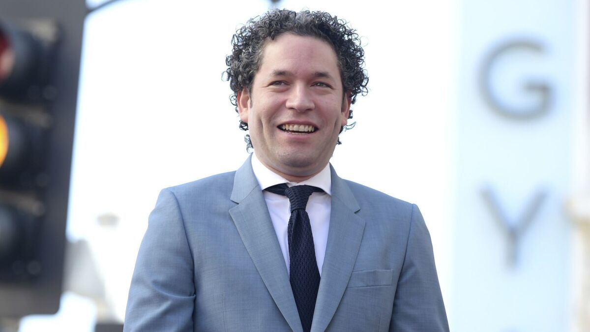 Gustavo Dudamel, music and artistic director of the Los Angeles Philharmonic, at his Hollywood Walk of Fame ceremony on Tuesday.