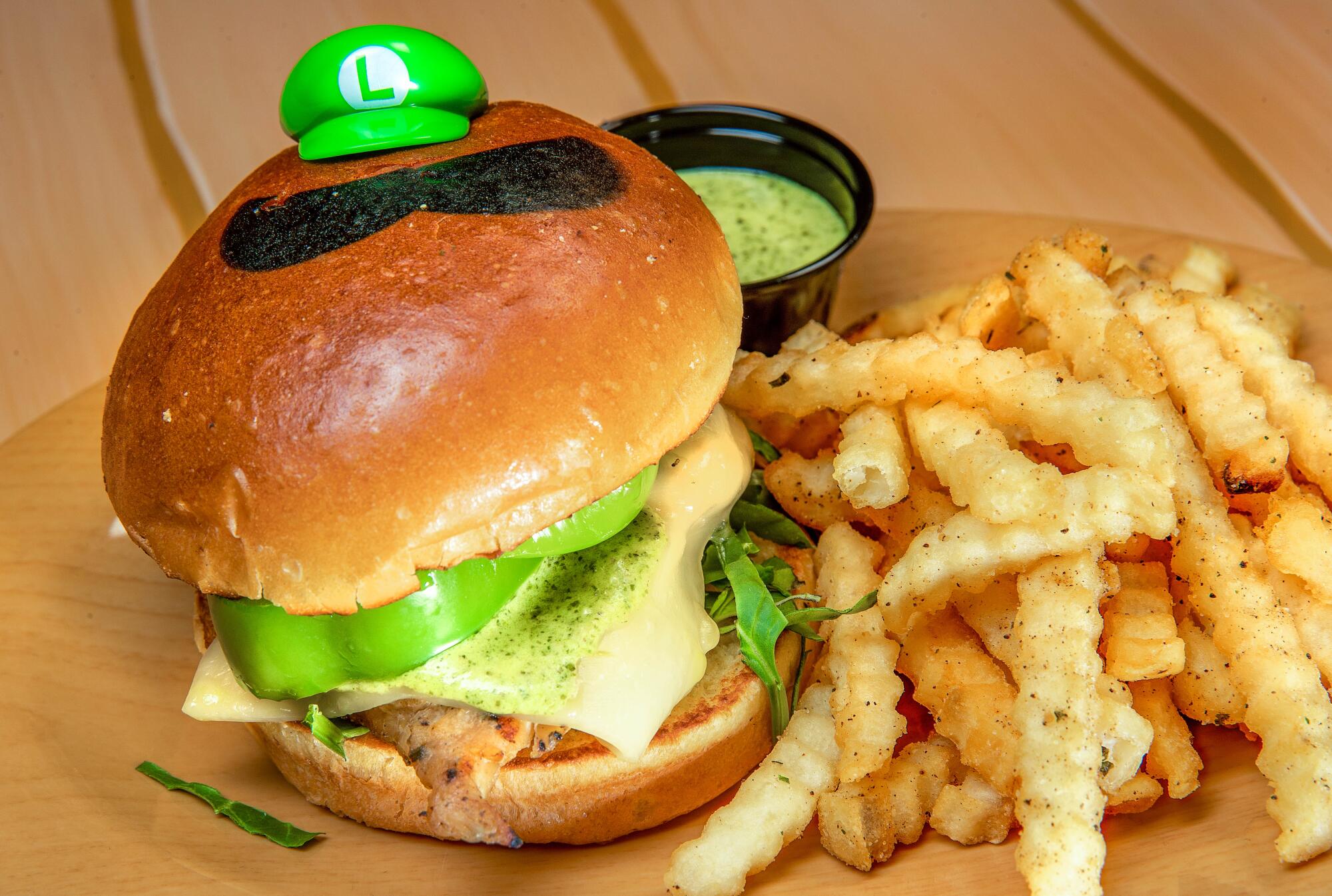 Luigi Burger with fries.