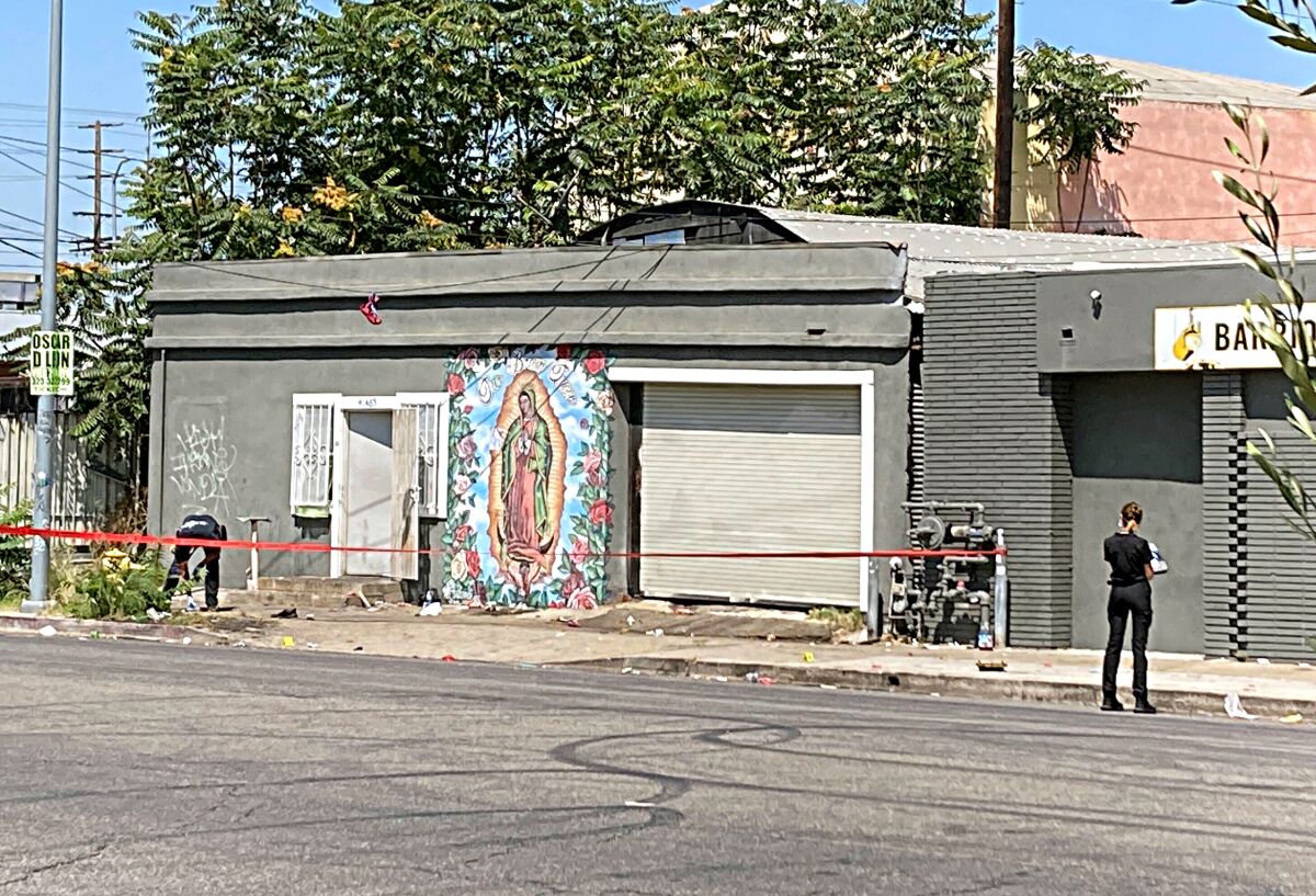 A warehouse marked off with police tape