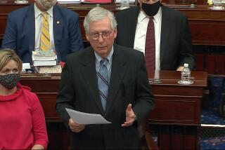 In this image from video, Senate Minority Leader Mitch McConnell of Ky., speaks before the Senate voted to award the Congressional Gold Medal to U.S. Capitol Police offer Eugene Goodman for his actions during the Jan. 6 riot, as the Senate took a break from the second impeachment trial of former President Donald Trump in the Senate at the U.S. Capitol in Washington, Friday, Feb. 12, 2021. (Senate Television via AP)