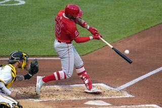 Los Angeles Angels' Kevin Pillar hits a three-run home run off Pittsburgh Pirates starting pitcher Quinn Priester during the fourth inning of a baseball game in Pittsburgh, Tuesday, May 7, 2024. (AP Photo/Gene J. Puskar)