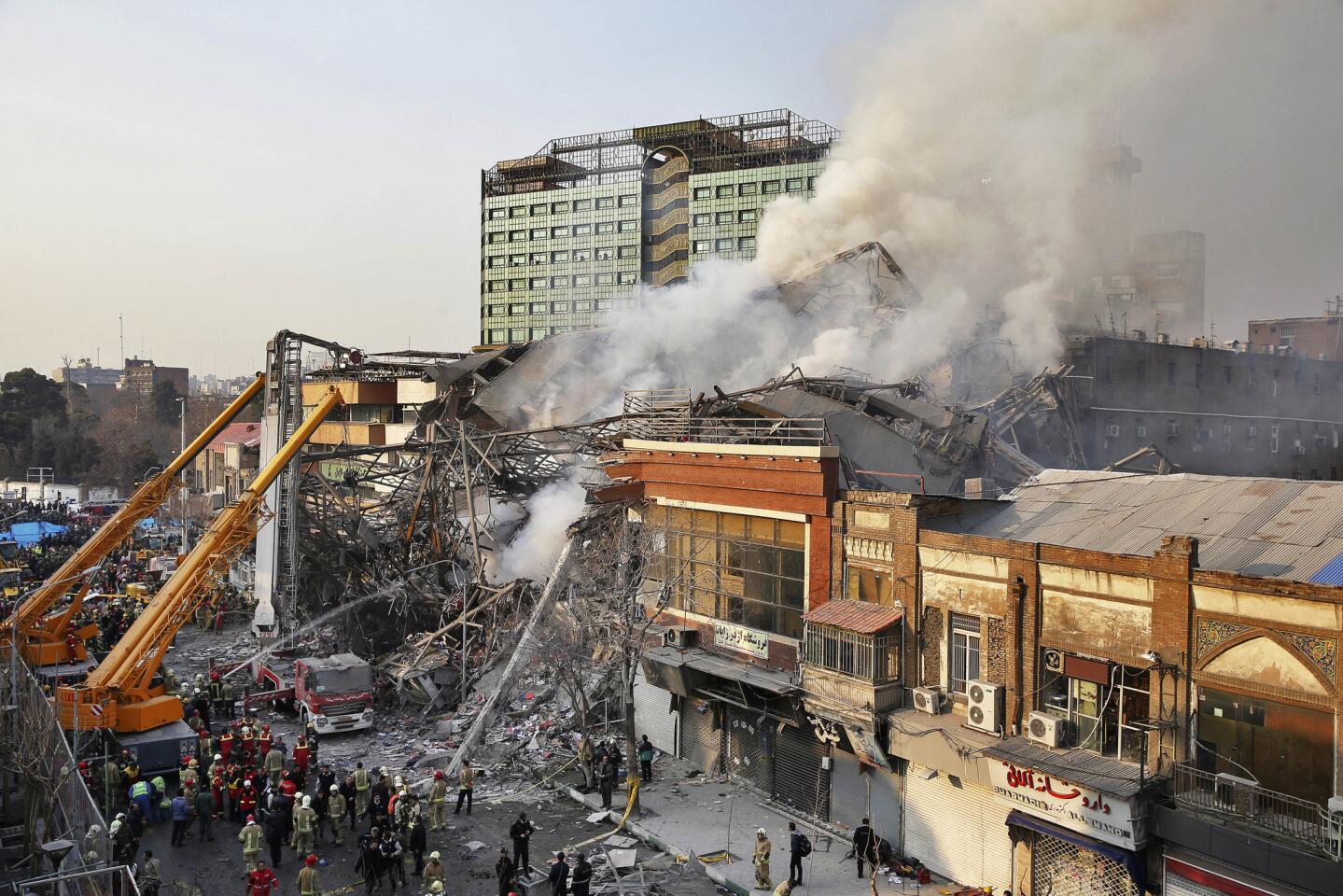 Plasco building burns, collapses in Tehran