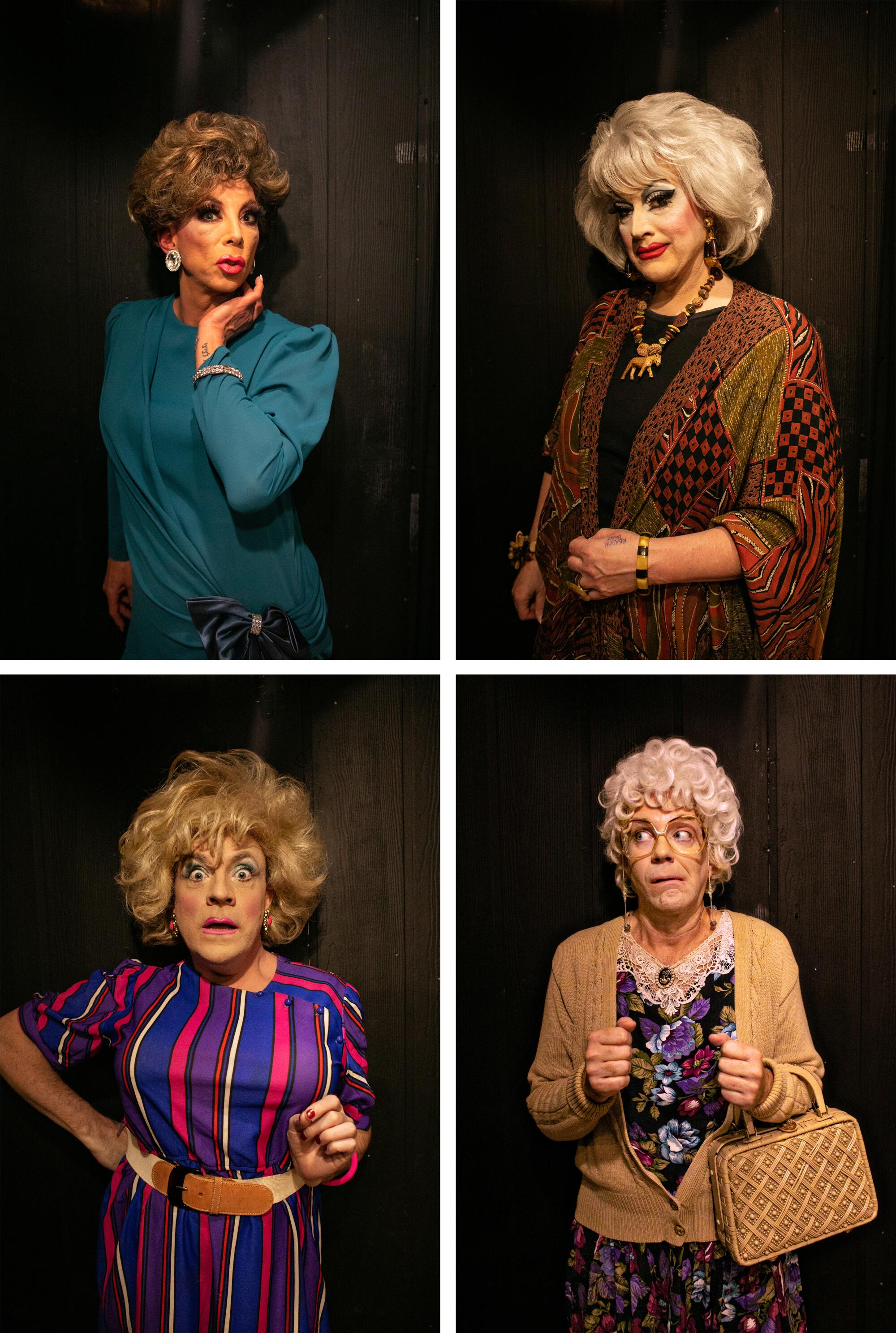 A grid of four performers made up as "Golden Girls" characters.