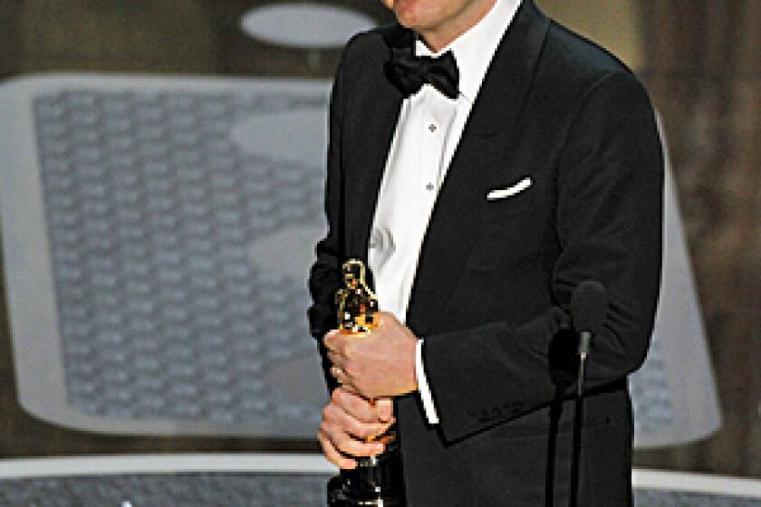 Colin Firth accepts his Oscar for Best Actor during the show of the 83rd Annual Academy Awards at the Kodak Theatre in Los Angeles, CA on February 27, 2011.