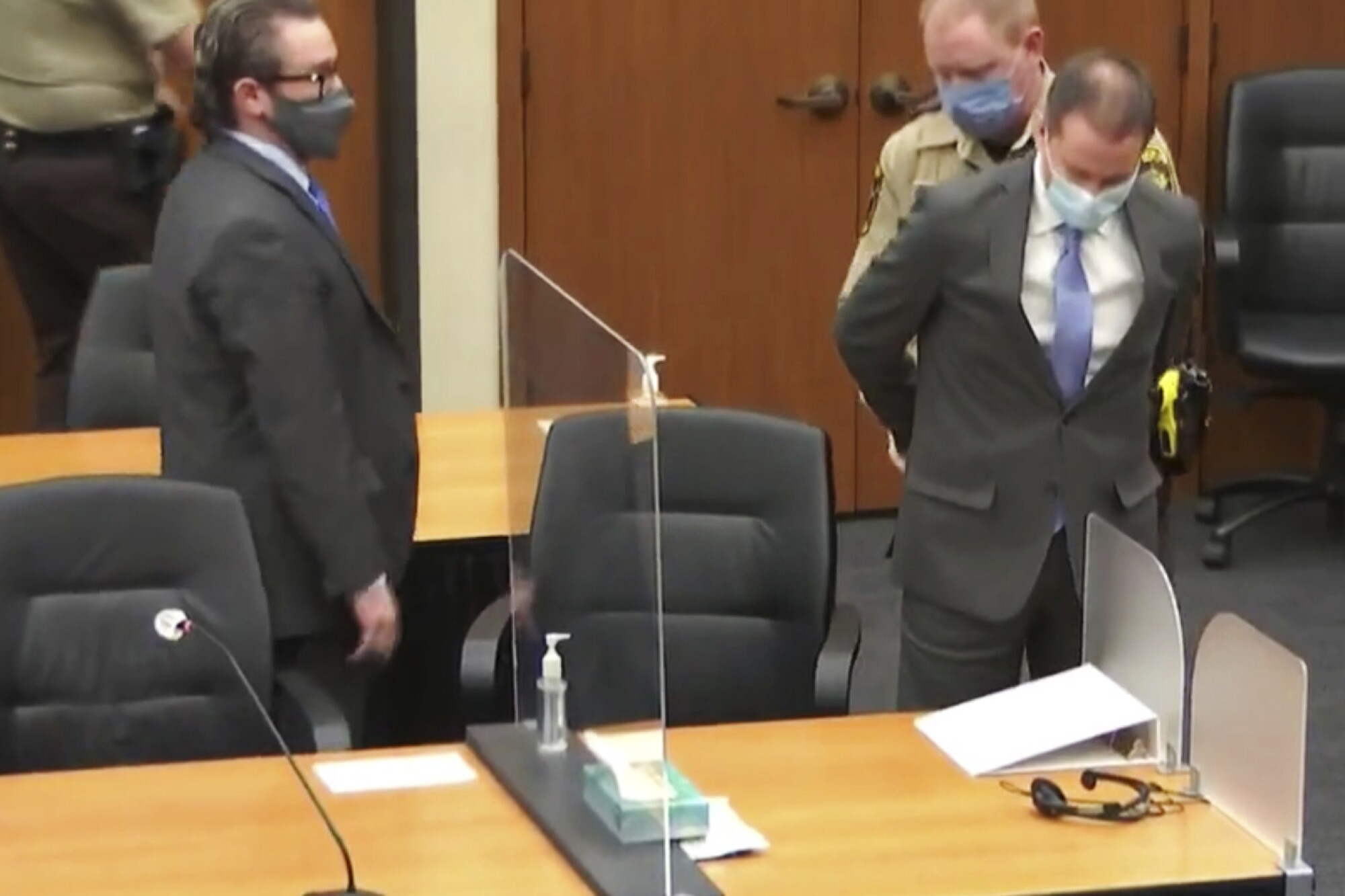 Derek Chauvin is handcuffed after the verdict is read. 