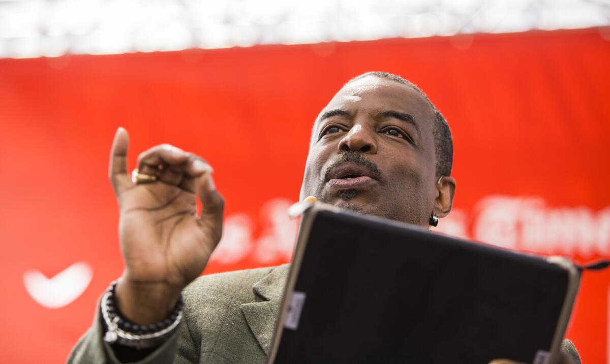 LeVar Burton reads during the Los Angeles Times Festival of Books. In a new video, he reads "Go the ... to Sleep."