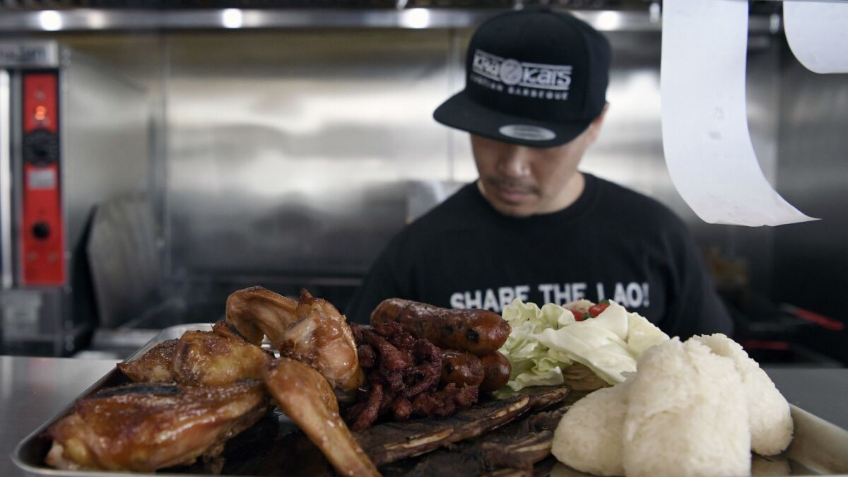 Musky Bilavarn, owner of Kra Z Kai's, a Laotian-style barbecue restaurant in Corona.