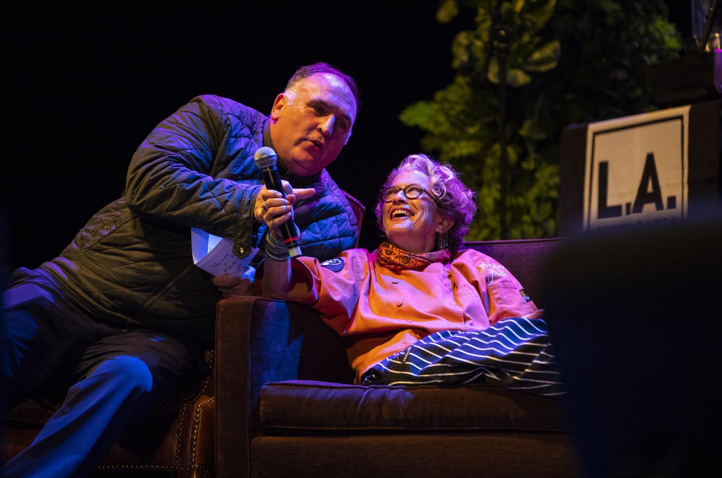 Chef Jose Andres and guest chef Susan Feniger join for a conversation on the Power of Food May 1 during Food Bowl at the Wiltern in Los Angeles.