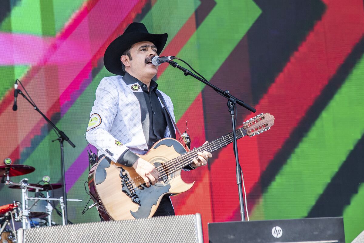 Mario Quintero Lara of Los Tucanes de Tijuana performs the Coachella Music & Arts Festival.