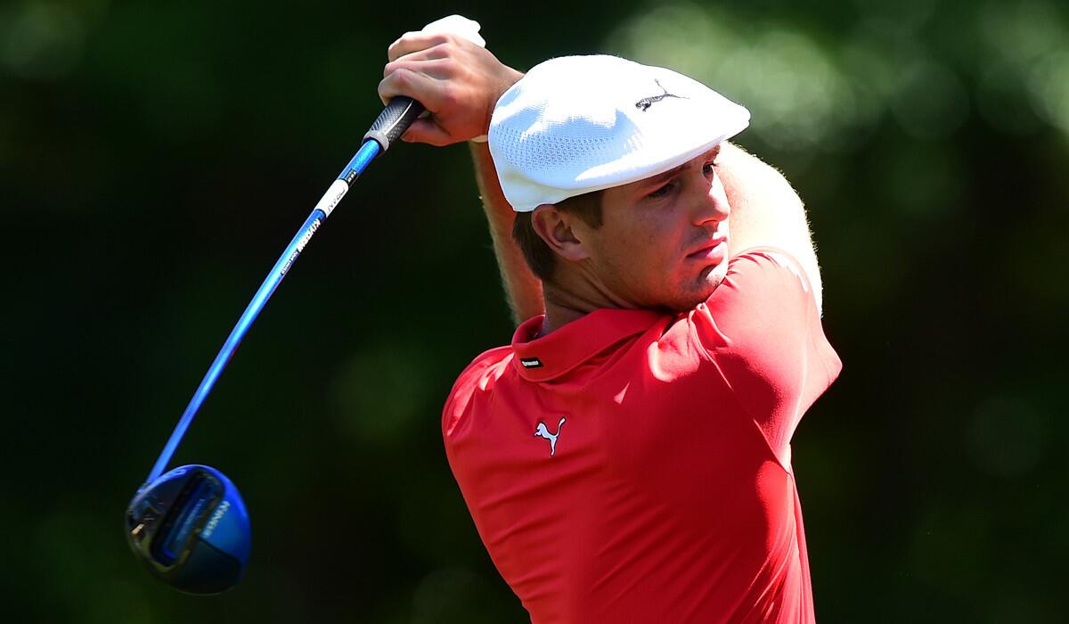 Bryson DeChambeau tees off on the third hole during the final round of the 2016 RBC Heritage at Harbour Town Golf Links on April 17.