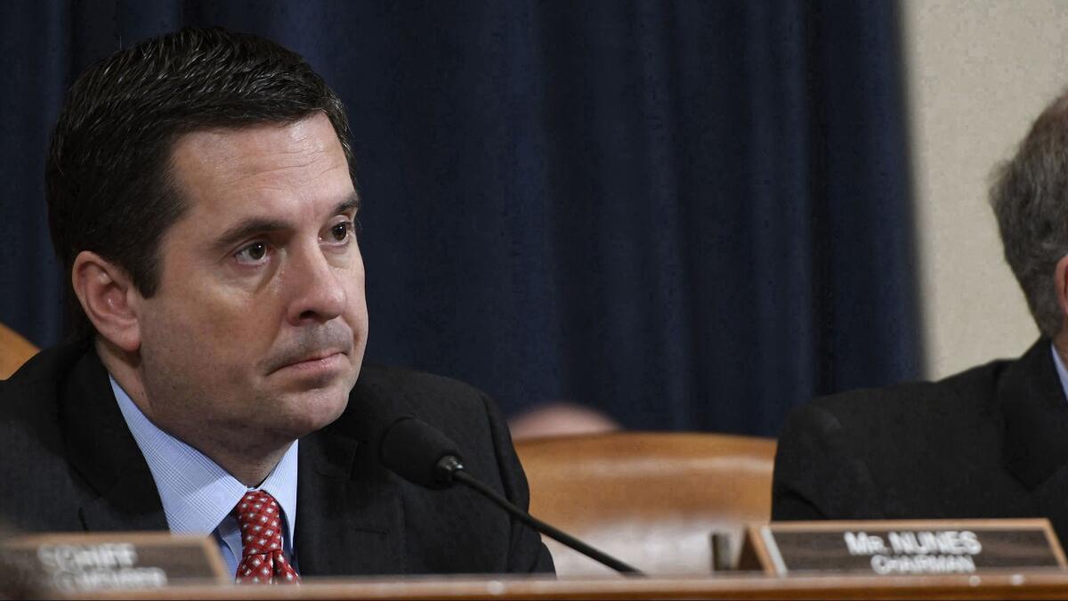 Rep. Devin Nunes, R-Calif., listens to testimony on Capitol Hill in Washington on March 20, 2017.
