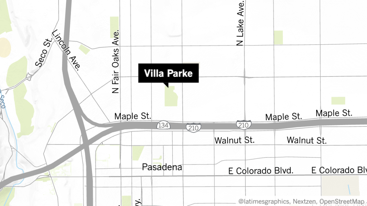 Map showing location of Villa Parke in Pasadena