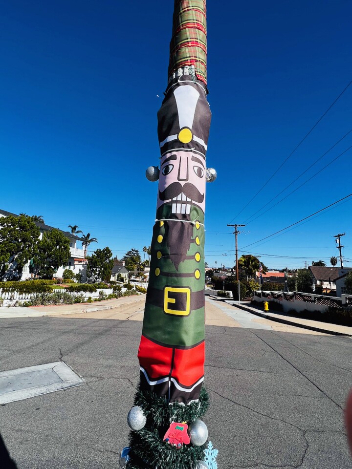 Street lamps in a Loma Portal neighborhood were decorated by residents..