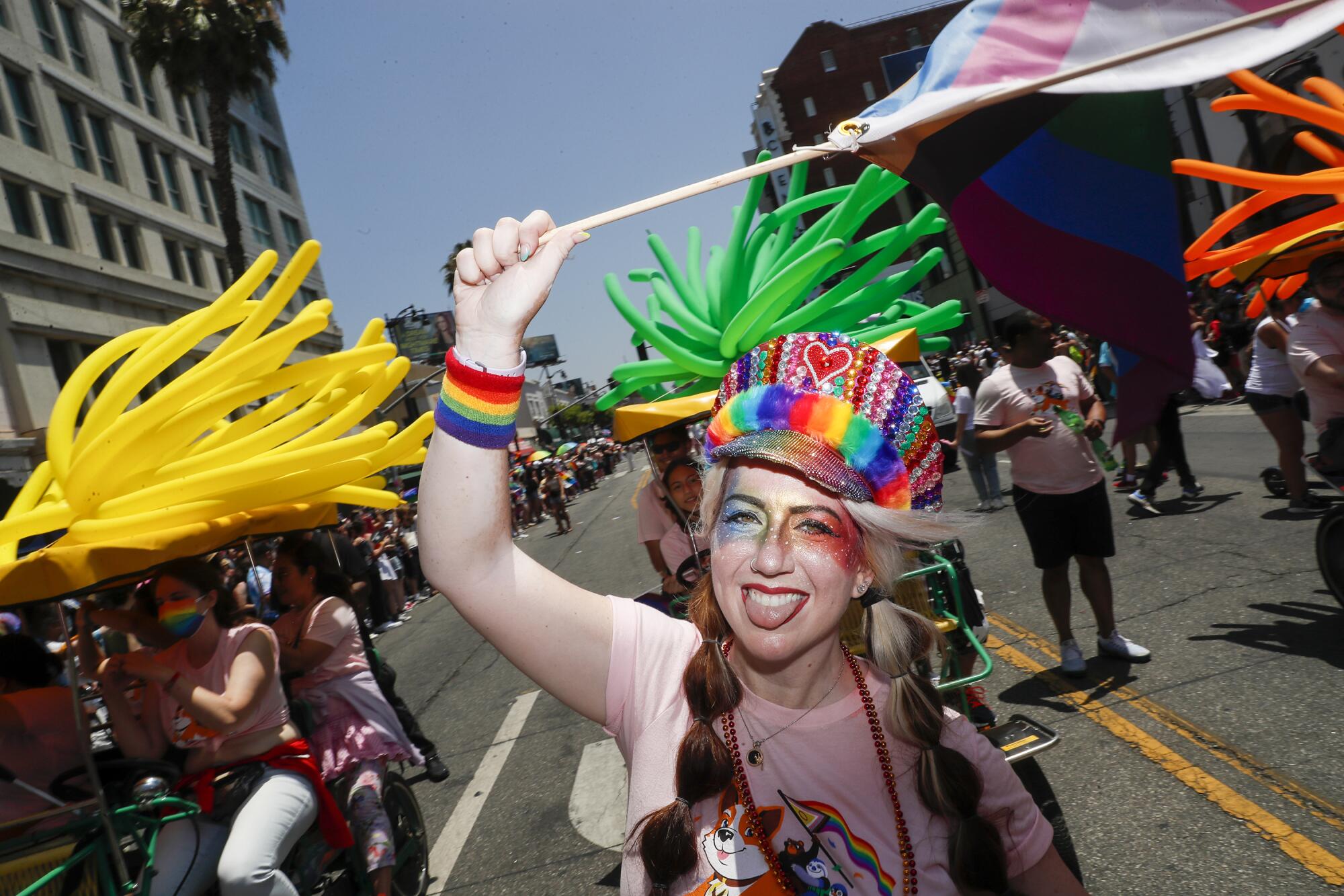 Thousands gather along Hollywood Blvd at the 2022 LA Pride Parade