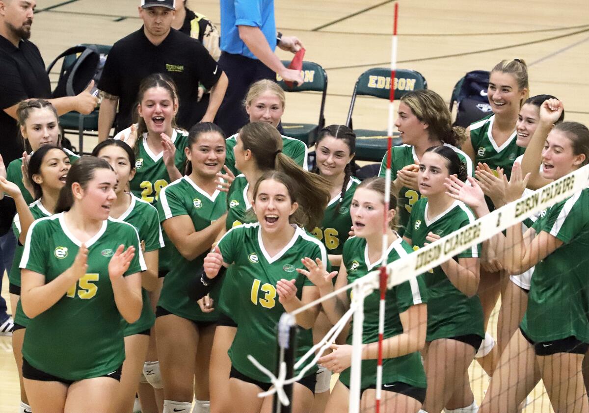 The Edison girls' volleyball team beat visiting Vista Murrieta in the CIF Southern Section Division 2 playoffs.
