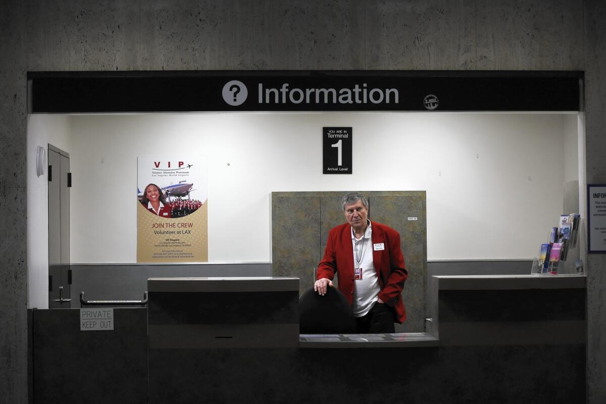 Milan Rasich of Marina del Rey has been a volunteer at an information booth at Los Angeles International Airport for the last two years.