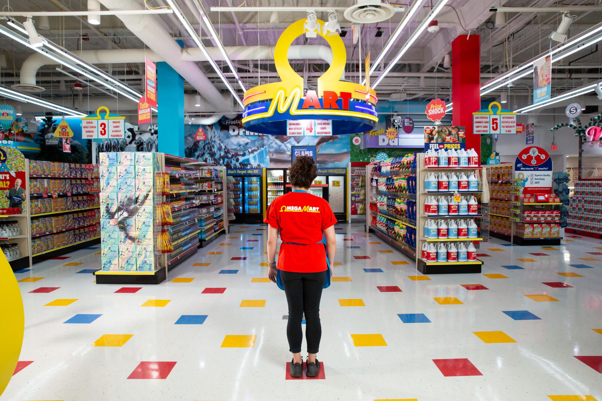 Meow Wolf's "Omega Mart" starts with a twisted take on a grocery store, complete with fake produts. 