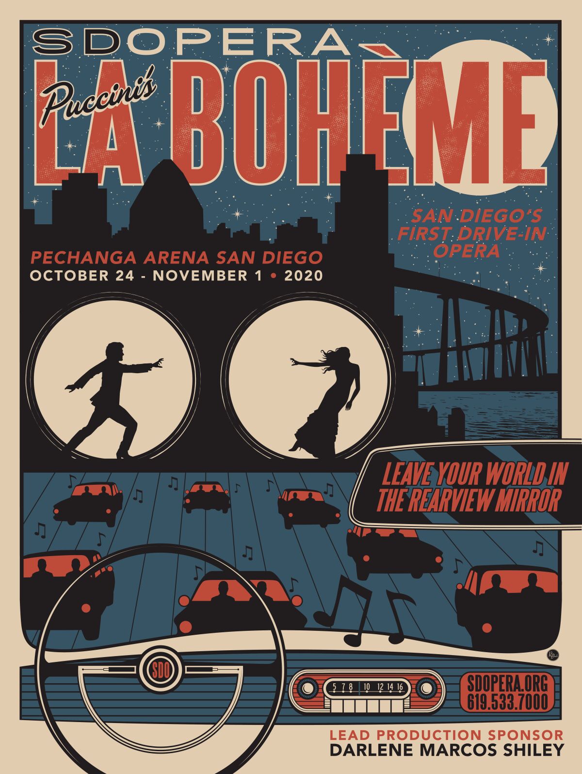 The San Diego Opera will present “La Bohème” Oct. 24, 27, 30 and Nov. 1 at the Pechanga Arena parking lot.