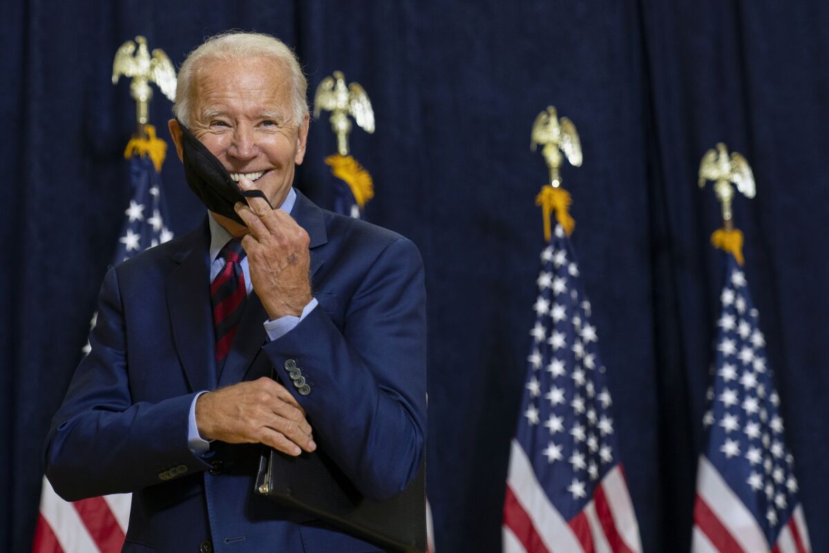 Joe Biden after speaking to media in Wilmington, Del., on Friday.