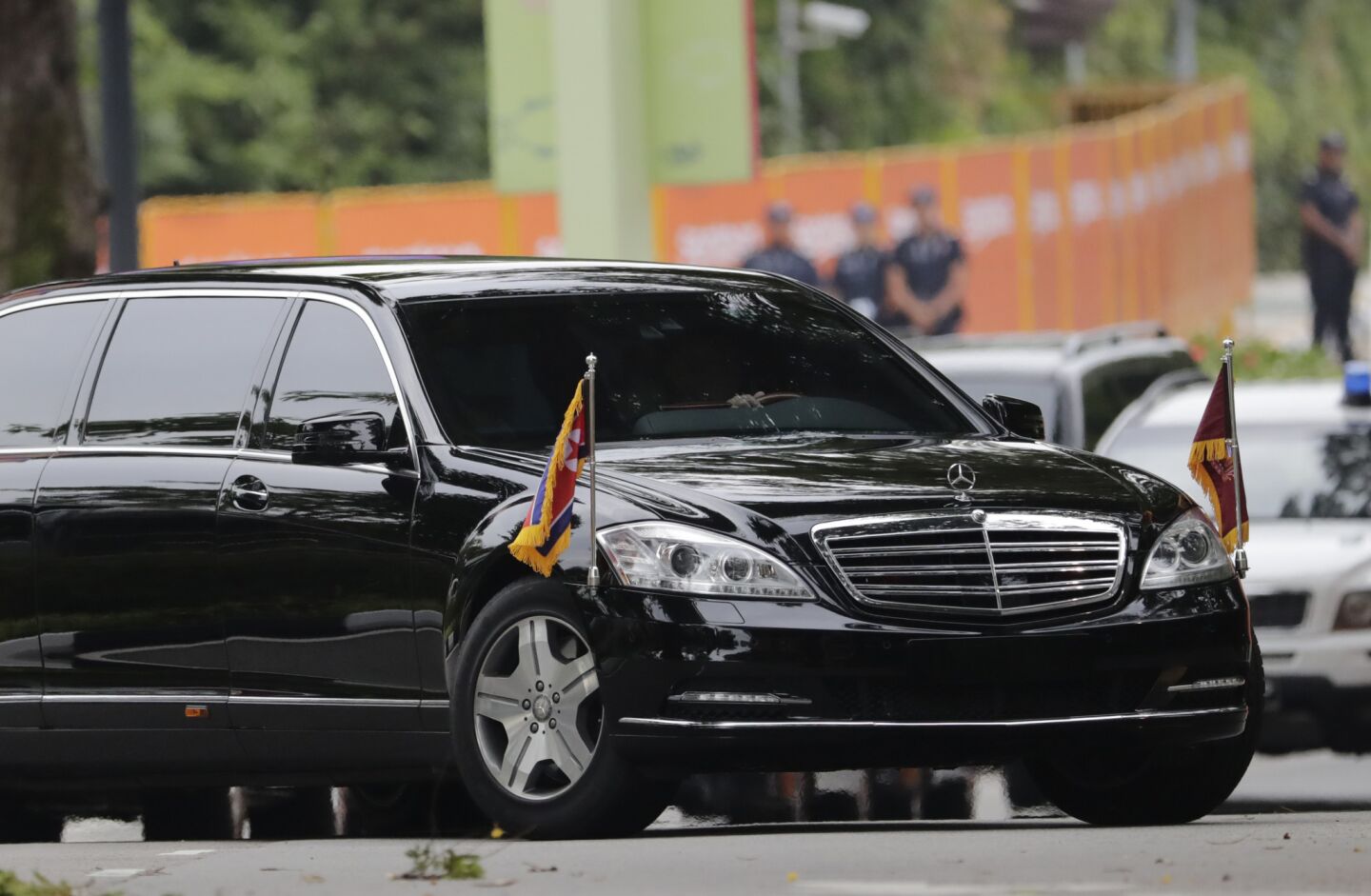 North Korean leader Kim Jong-un is driven into the Capella Hotel in Singapore to meet with U.S. President Trump.