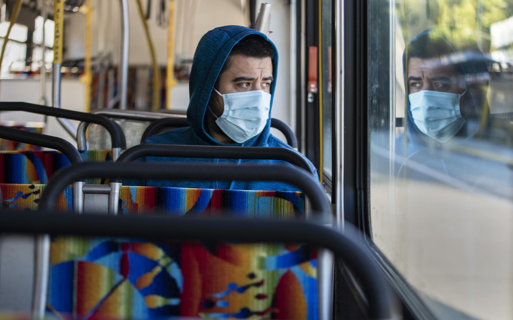 Danny Armada on an Orange Line bus in Woodland Hills.