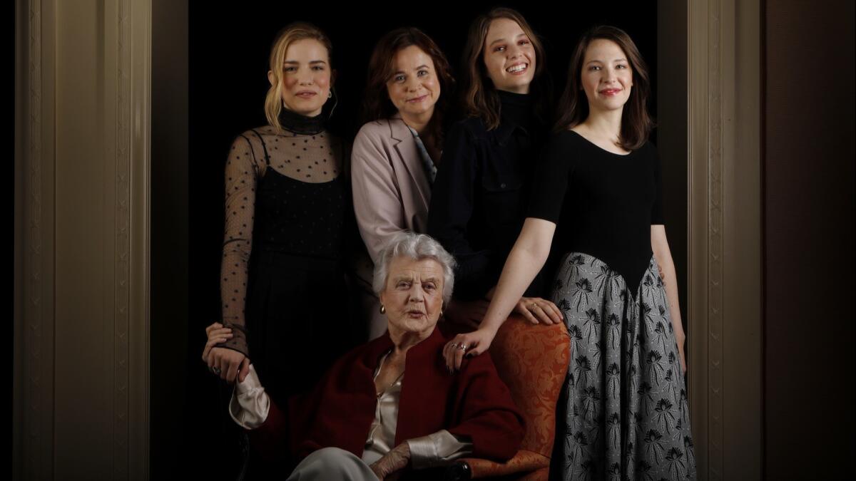 The cast of "Little Women," clockwise from top left: Willa Fitzgerald, Emily Watson, Maya Hawke, Annes Elwy and Angela Lansbury.