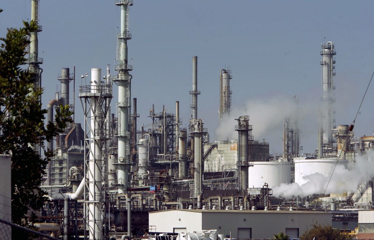 FILE - This July 6, 2006 file photo shows the ConocoPhillips Los Angeles Refinery in operation.