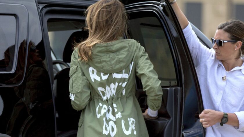 First lady Melania Trump arrives at Andrews Air Force Base, Md., on June 21 after visiting the Upbring New Hope Children Center run by the Lutheran Social Services of the South in McAllen, Texas.