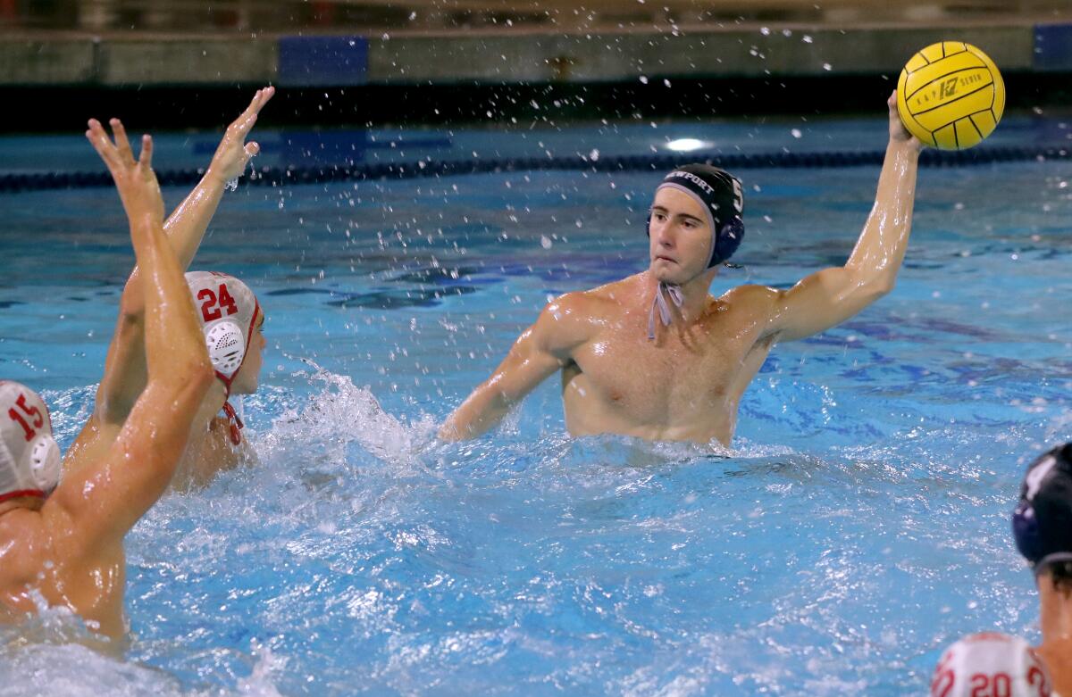Newport Harbor High's Gage Verdegaal scores against Mater Dei in the CIF State SoCal Division I title game on Nov. 20.