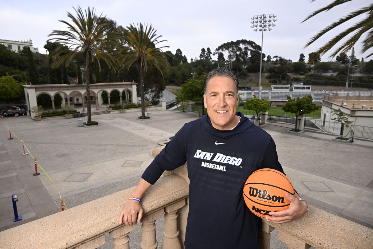 University of San Diego basketball coach Steve Lavin on campus.