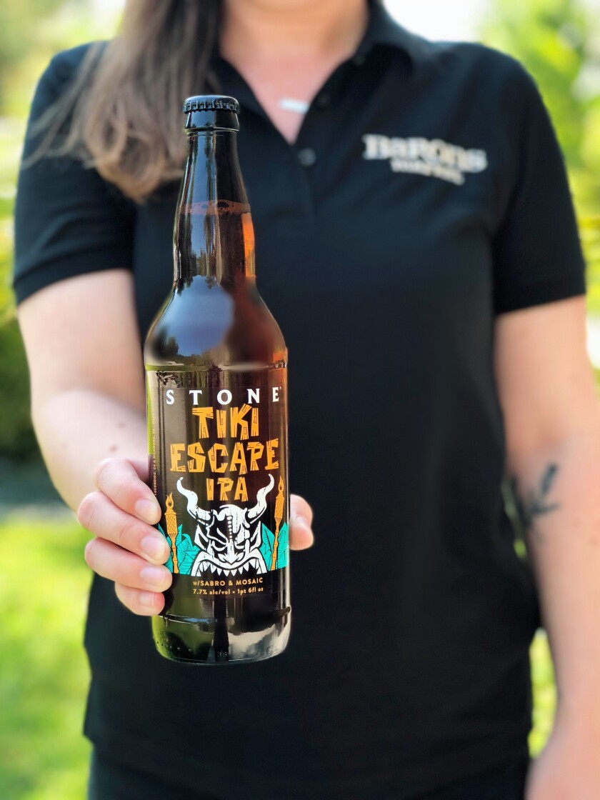 Stone Brewing's Tiki Escape IPA is the first beer featured in Barons Backyard Beer Pairing