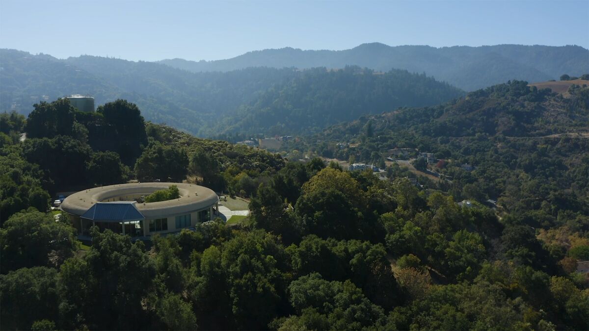 An aerial photo of the Summit Estate Recovery Center inpatient treatment facility in the hills of Saratoga. Calif.