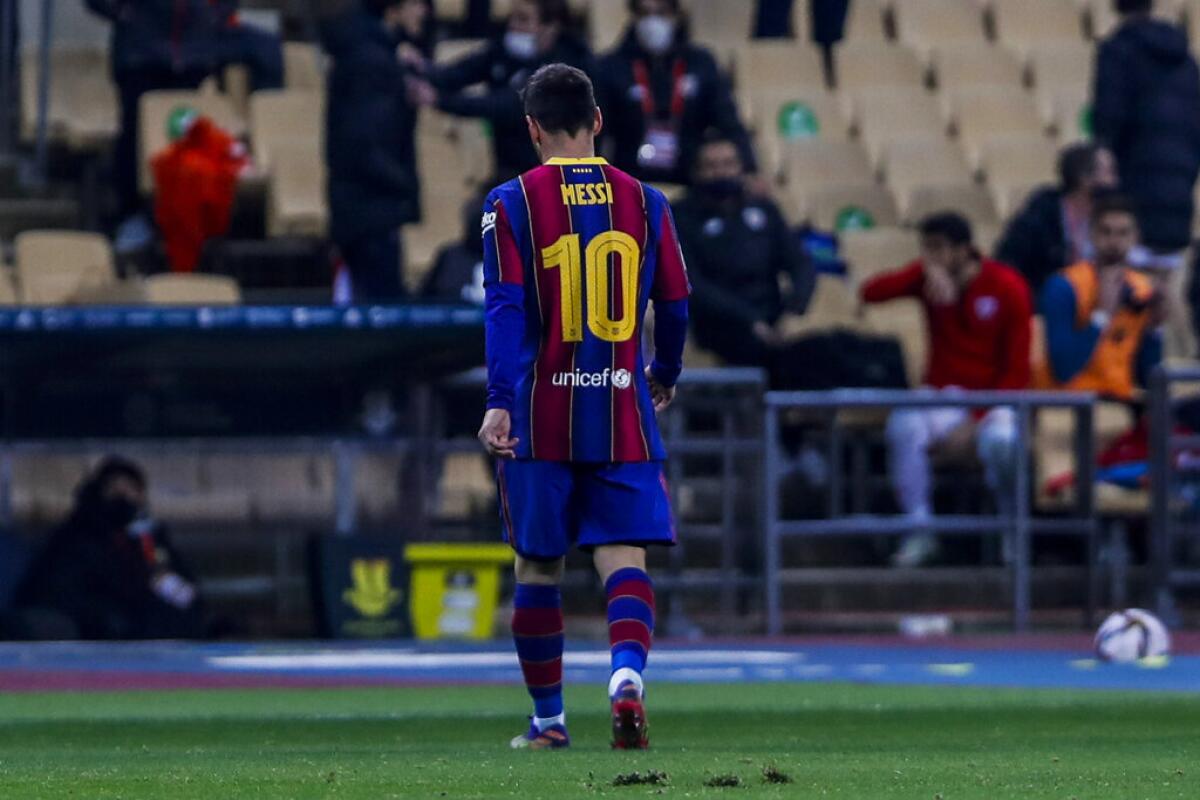 Lionel Messi tras ser expulsado en la derrota 3-2 ante el Athletic Bilbao