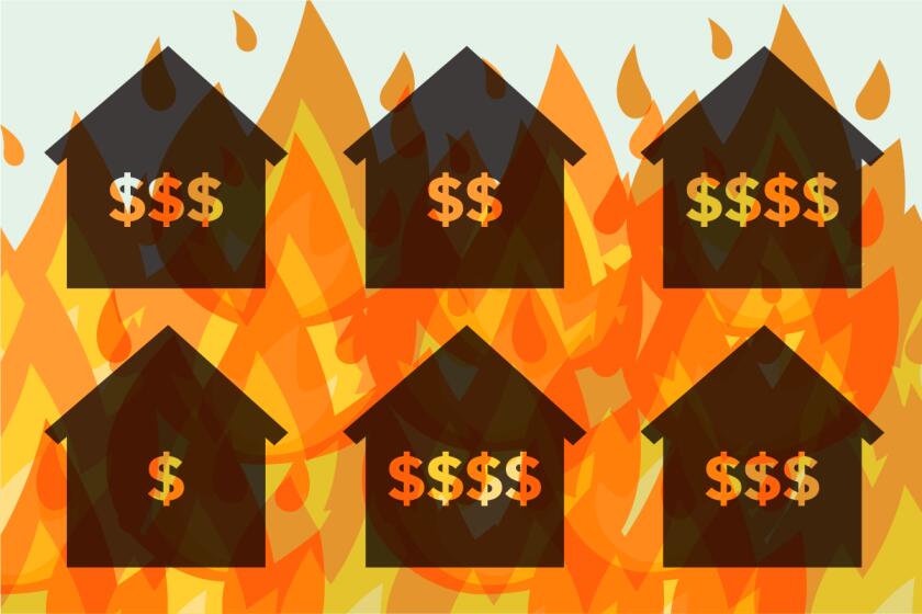 Graphic of houses with different numbers of dollar signs on top of flames