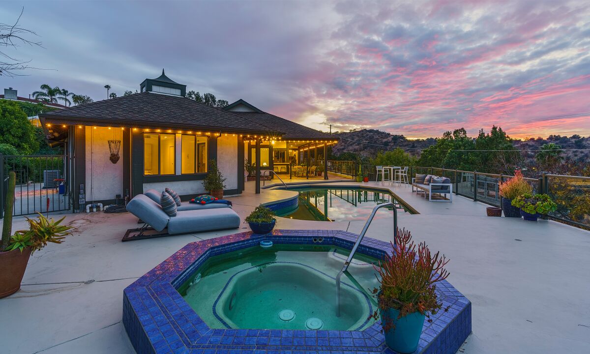 Dan Wilson's Sherman Oaks home opens to a scenic patio with a pool and spa.