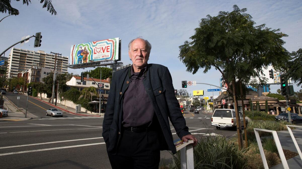 Director Werner Herzog on the Sunset Strip.