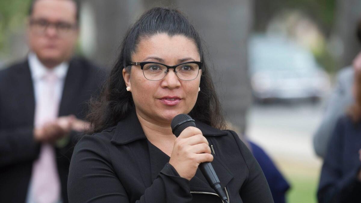 National City councilwoman Alejandra Sotelo-Solis was one of several local elected Democrats who gathered in Balboa Park to denounce the attack in Charlottesville, Virginia, last year. She officially kicked off her campaign for National City mayor Thursday.