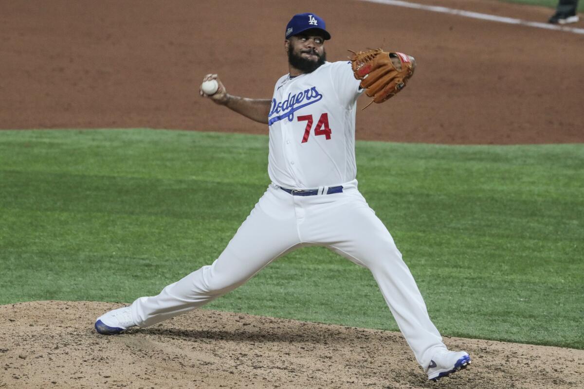 Dodgers closer Kenley Jansen delivers during the ninth inning of Game 1 of the NLDS.