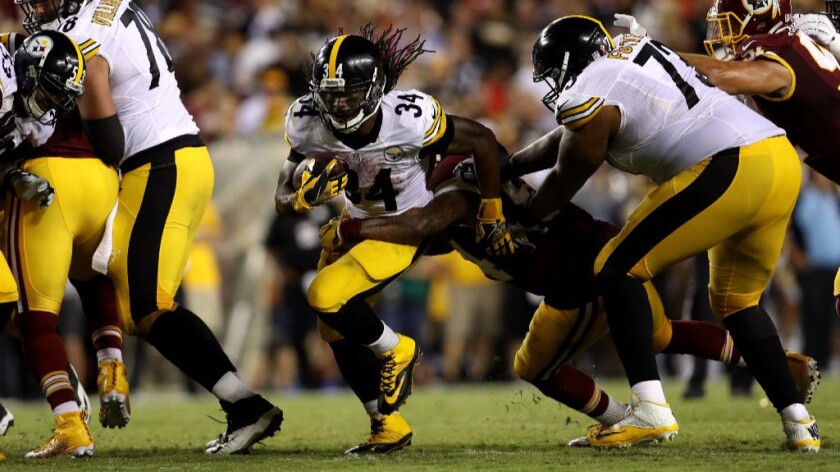 Steelers running back DeAngelo Williams carries the ball against the Redskins during a game on Sept. 12.
