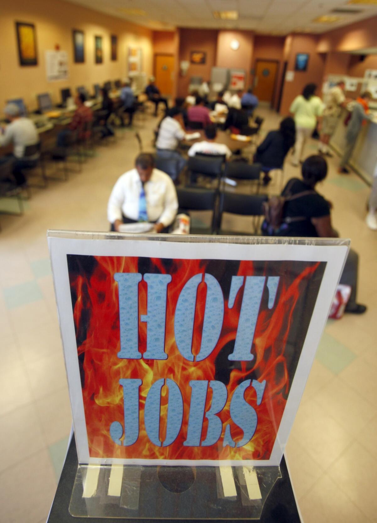 People looking for work at the Verdugo Jobs Center in Glendale, Calif. last month.