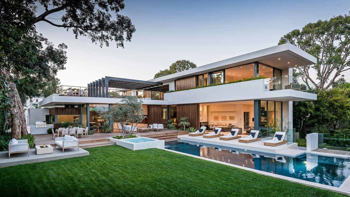 The newly built California contemporary in Pacific Palisades was owned by attorney Michael L. Matkins and is on the site of Matkins' childhood home.
