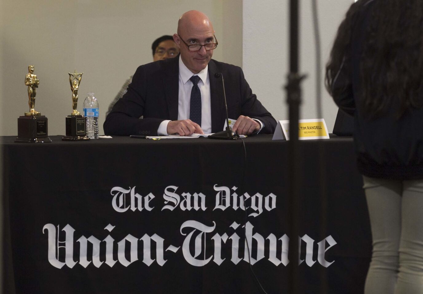 Dr. Tim Randell was the Spelling Bee Master at the 49th annual San Diego Union-Tribune county wide spelling bee held at Liberty Station.