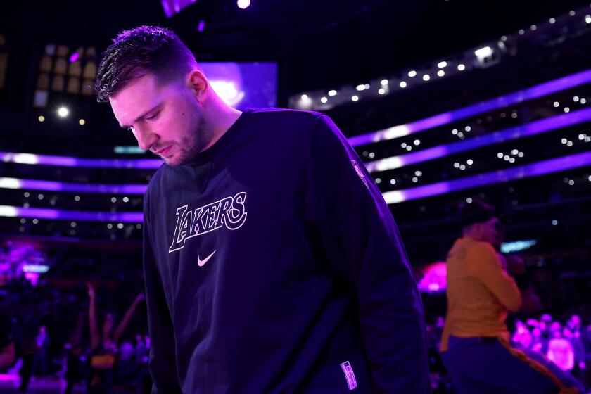 Los Angeles, California February 6, 2025-Lakers Luka Doncic listens.