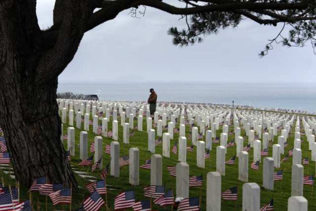 Rosecrans National Cemetery overlooking the Pacific Ocean in Point Loma, San Diego.