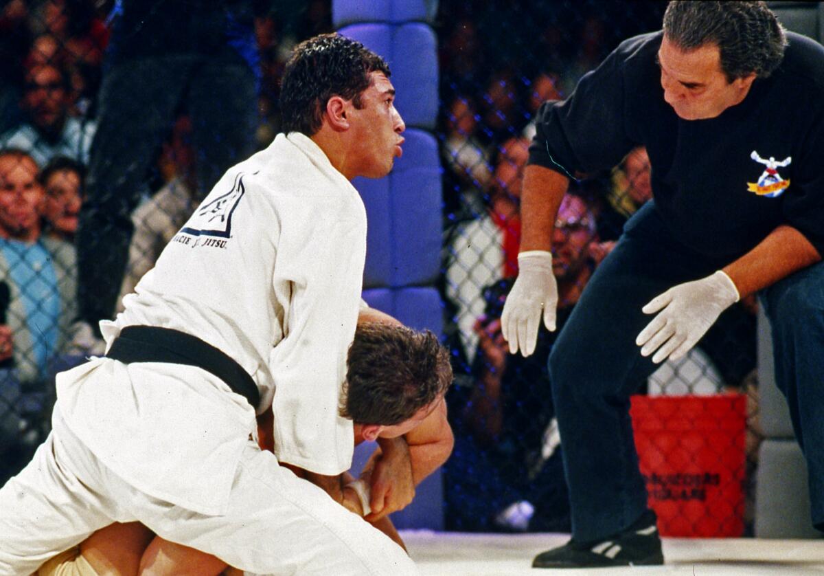 Royce Gracie in action at UFC 1.