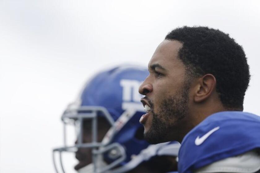 New York Giants defensive back Terrell Thomas during training camp earlier this month.