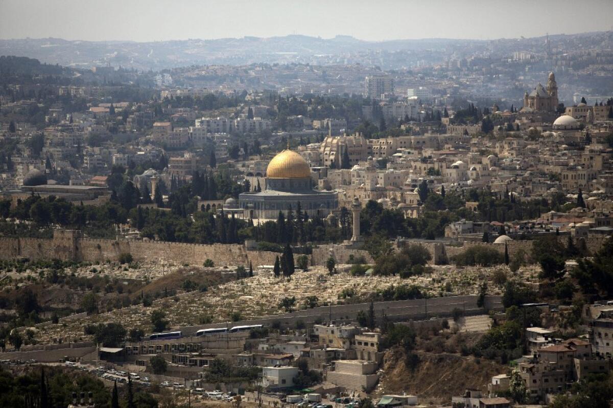 The Dome of the Rock Mosque in the Al Aqsa Mosque compound, known by the Jews as the Temple Mount, is seen in Jerusalem's Old City.
