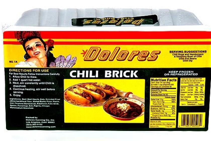 Some restaurants, such as Philippe the Original, doctor up Dolores Chili Brick to make it their own.