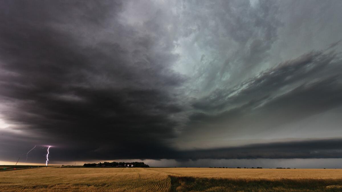 Nebraska, June 2013: A lot of lightning and hail the size of baseballs.
